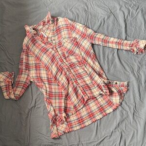 Free People Red and Blue Plaid Shirt